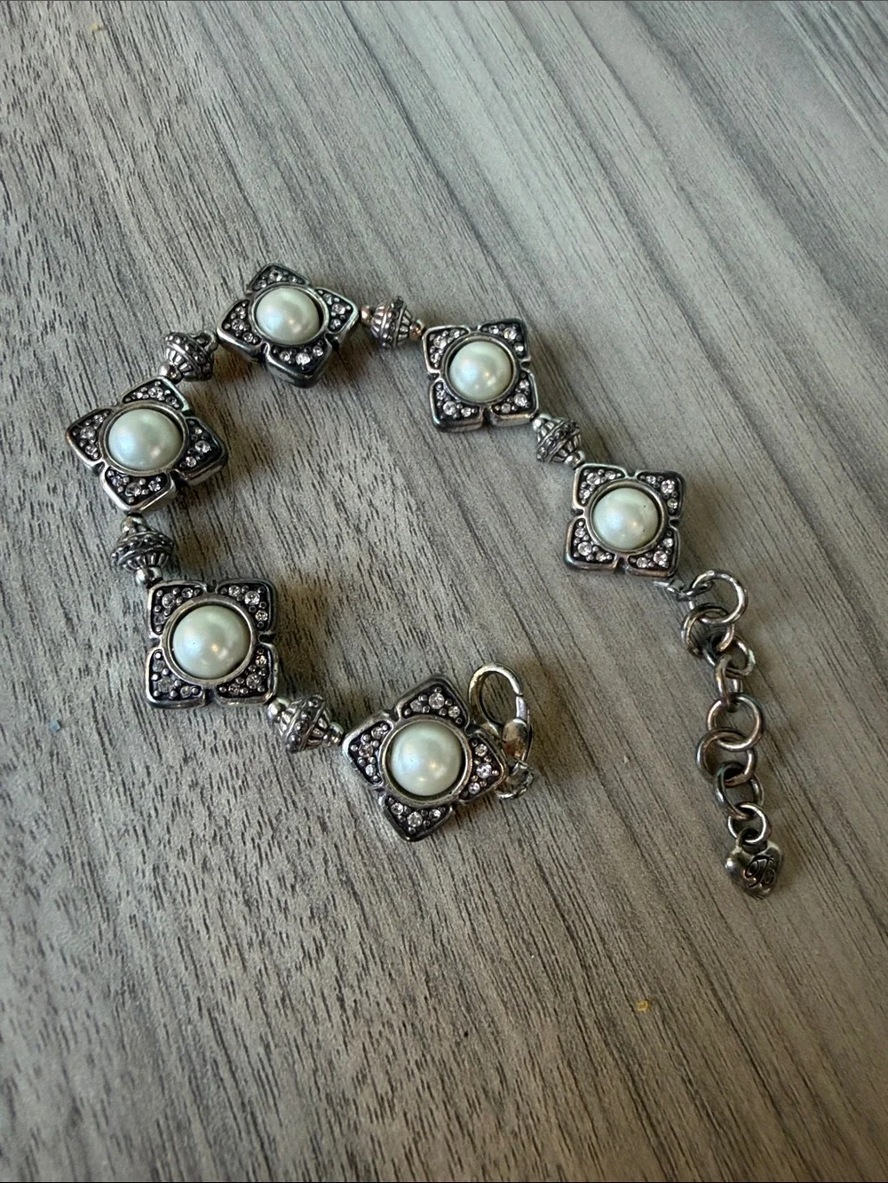Brighton Silver-Tone Bracelet with White Pearl Cabochons